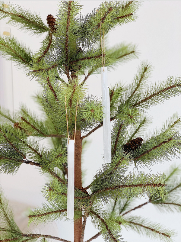 Set of 2 Selenite Icicle Ornaments