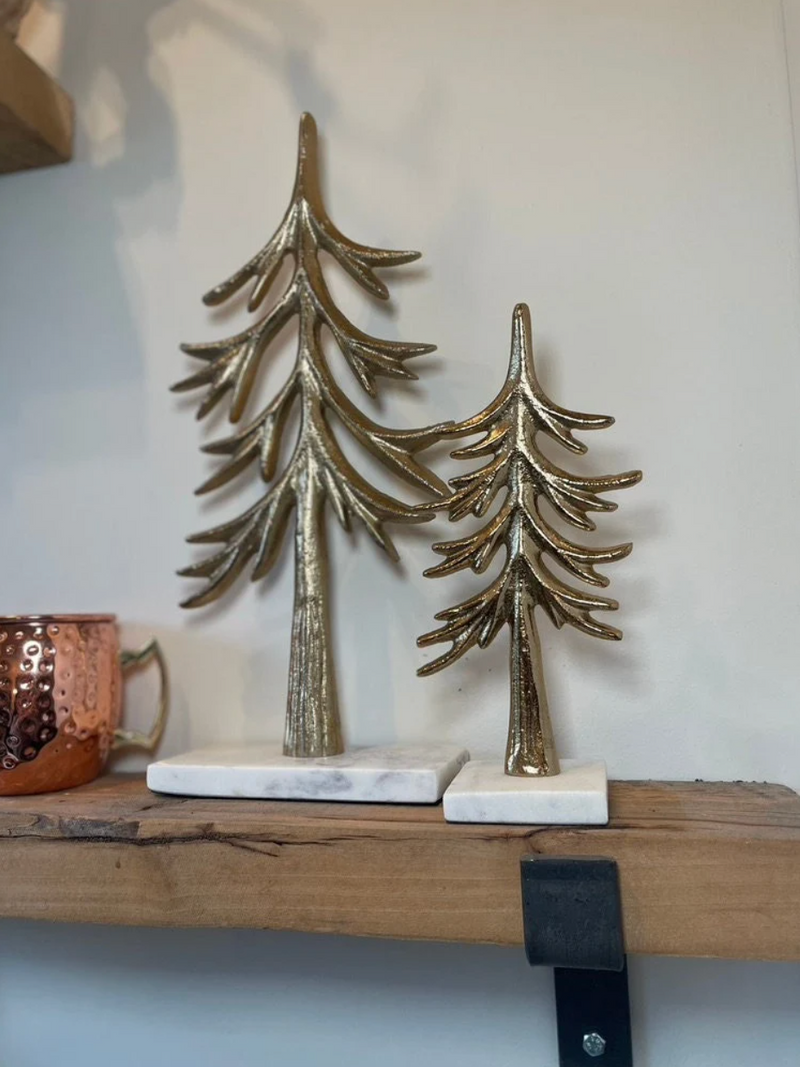 Marble and Metal Christmas Trees Set of 2