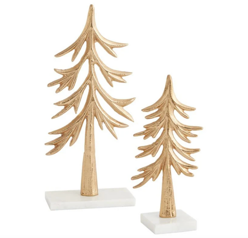 Marble and Metal Christmas Trees Set of 2