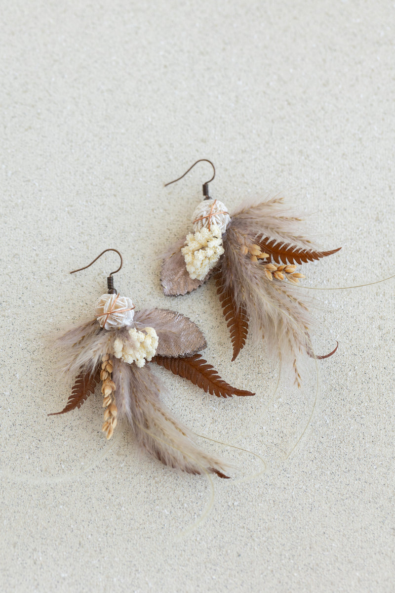 Desert Rose Crystal Dried Floral Earrings