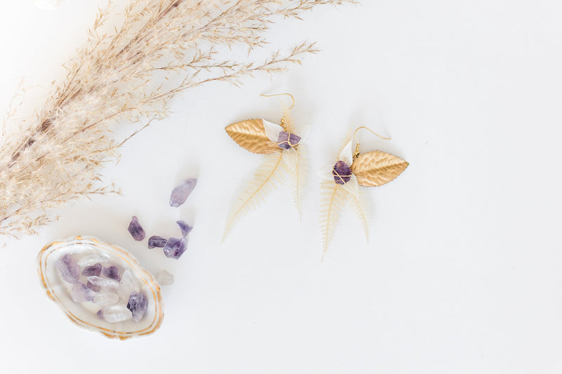 Amethyst Dangle Floral Earrings