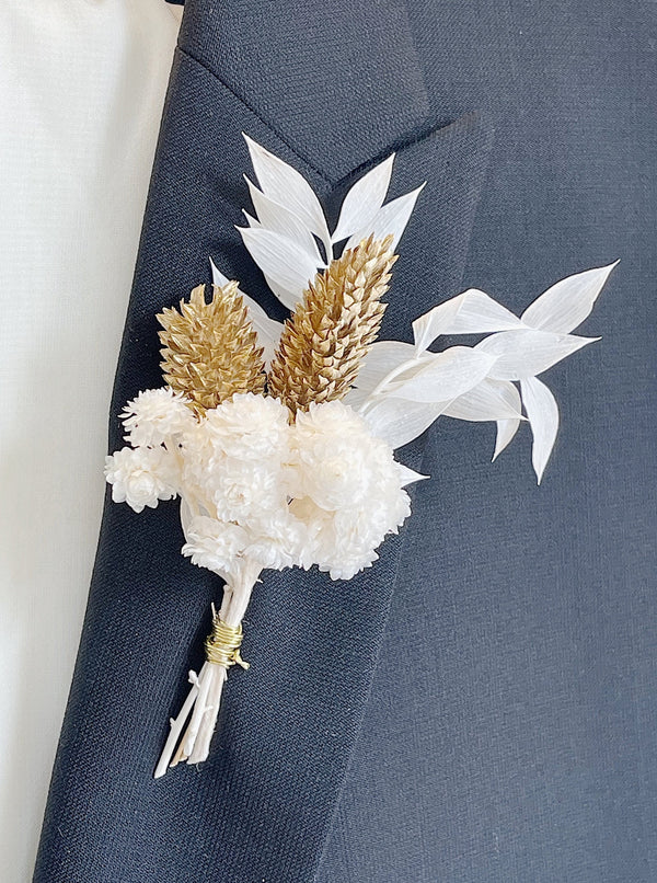 Gold Phalaris | Bleached Ruscus Boutonniere