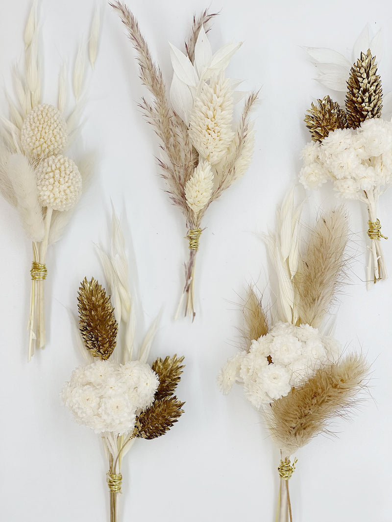 Assorted White and Gold Boutonnieres