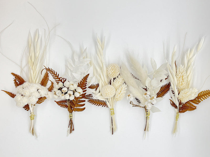 Assorted White and Bronze Boutonnieres