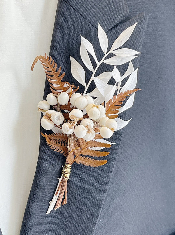 Tallowberry | Bleached Ruscus Boutonniere