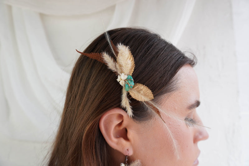 Sedona Floral Mini Hair Comb (Turquoise)